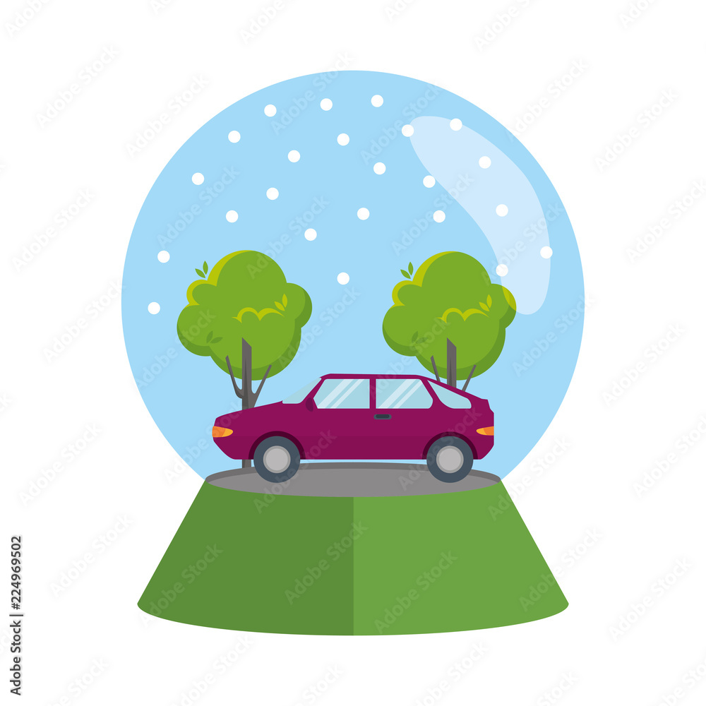 car vehicle in snow sphere