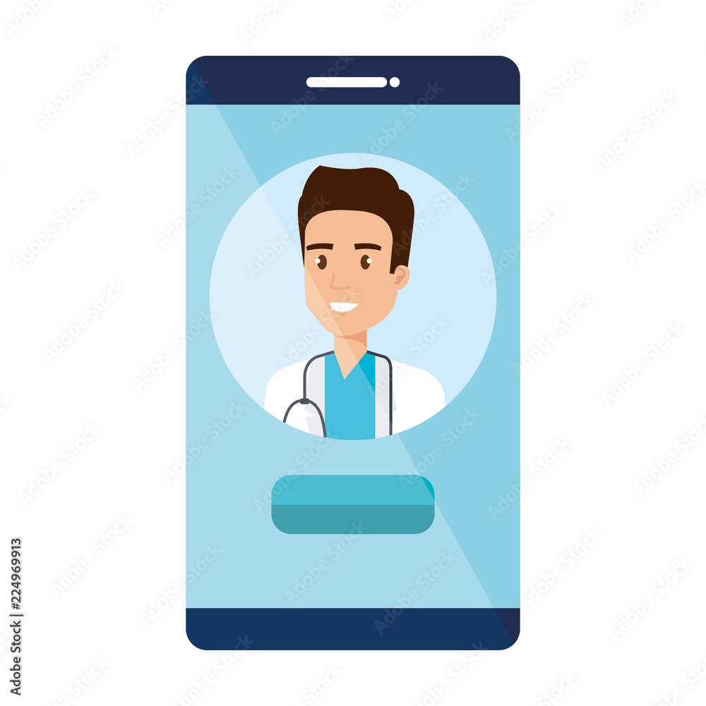 medical doctor in smartphone avatar character medical doctor in smartphone avatar character