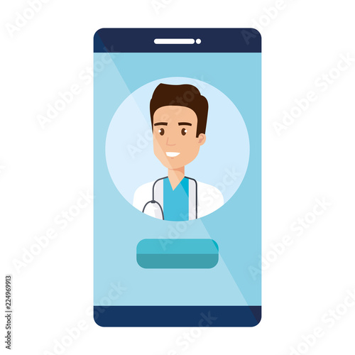 medical doctor in smartphone avatar character