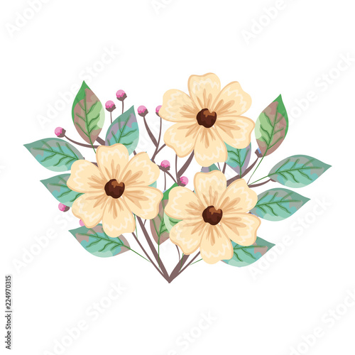 flowers and leafs decorative icon