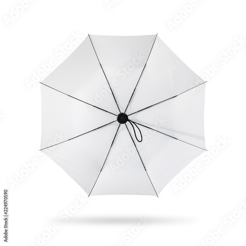 Blank umbrella isolated on white background. Portable parasol for protection sun and rain. Clipping paths object.