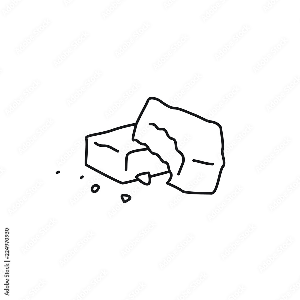 Brownie Edible vector line art icon black on white background cannabis