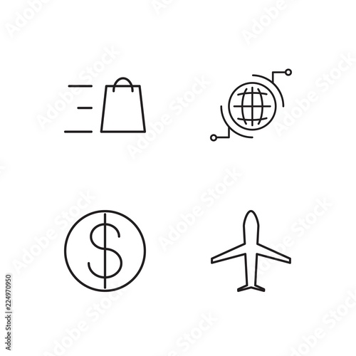 business simple outlined icons set