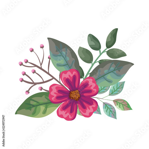 flowers and leafs decorative icon