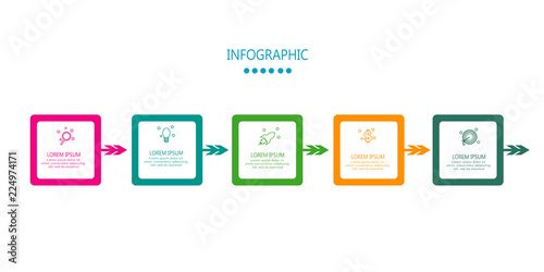modern infographic timelime with 5 opstions step label design template vector