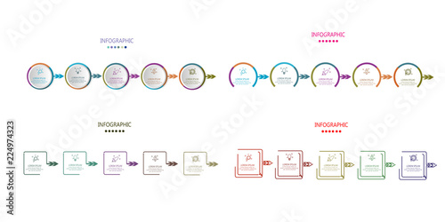modern infographic timelime with 5 opstions step label design template vector