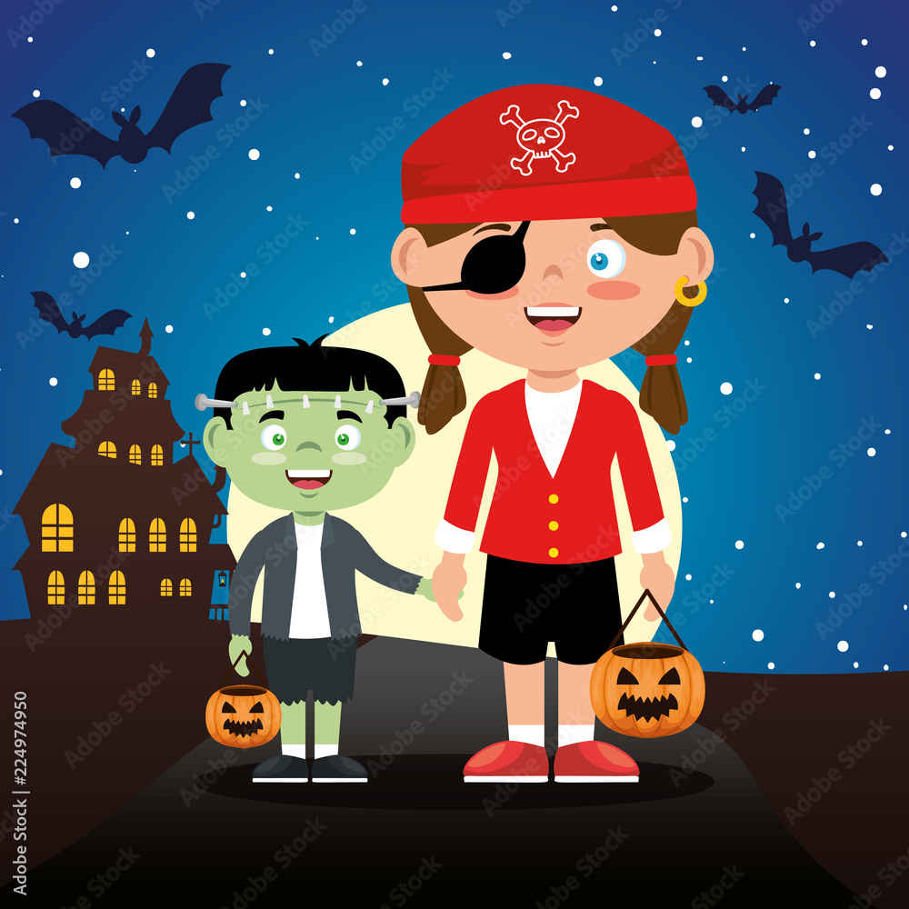 children dressed up in halloween night children dressed up in halloween night