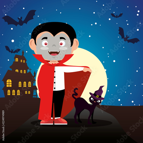 children dressed up in halloween night