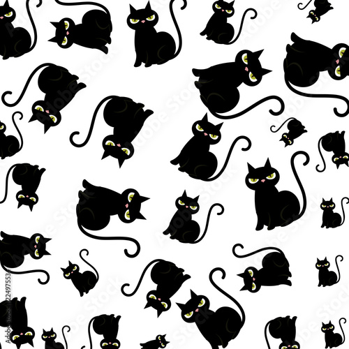 halloween black cats characters pattern