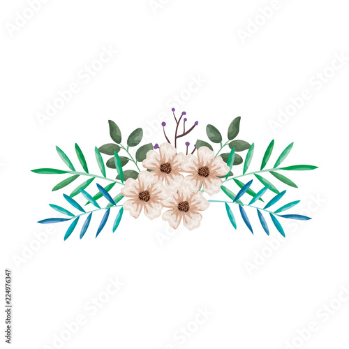 flowers and leafs decorative icon
