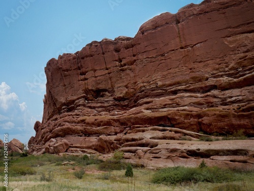 Beautiful wall at the Red Rocks Park and Ampitheatre in Morrison, Colorado is known for beautiful red rock formations, just about 10 miles west from Denver. photo