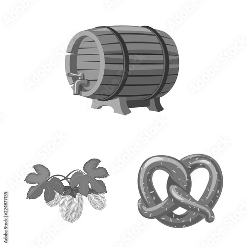 Isolated object of pub and bar sign. Set of pub and interior stock symbol for web.