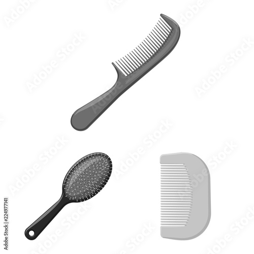 Vector design of brush and hair icon. Set of brush and hairbrush stock symbol for web.
