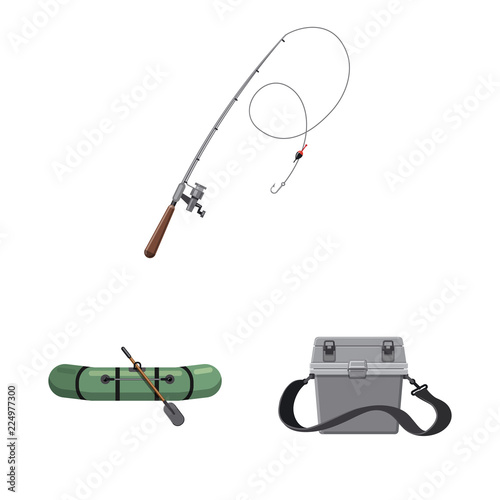 Isolated object of fish and fishing logo. Set of fish and equipment vector icon for stock.