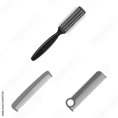 Isolated object of brush and hair icon. Collection of brush and hairbrush vector icon for stock.