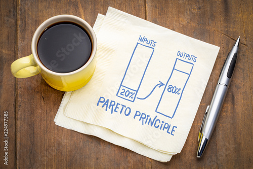 Pareto 80-20 principle concept on napkin photo