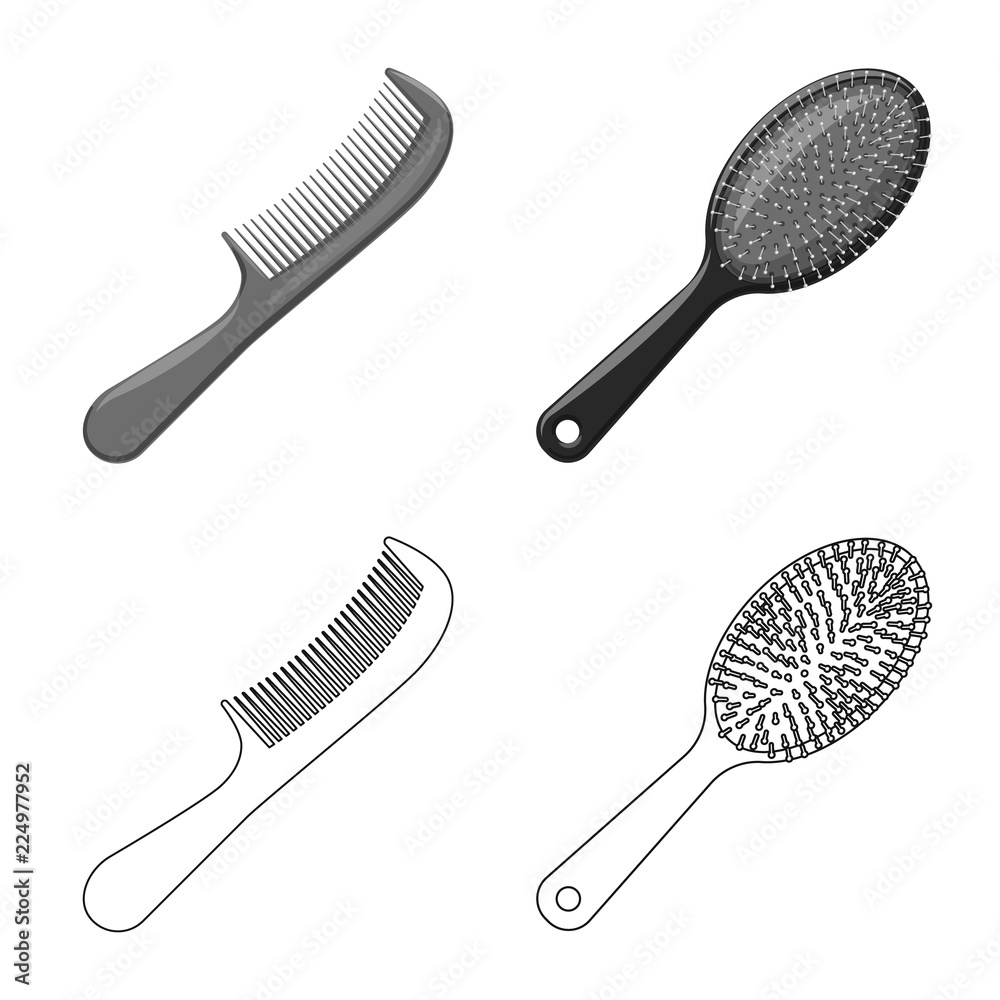 Vector illustration of brush and hair logo. Collection of brush and hairbrush stock symbol for web. Vector illustration of brush and hair logo. Collection of brush and hairbrush stock symbol for web.