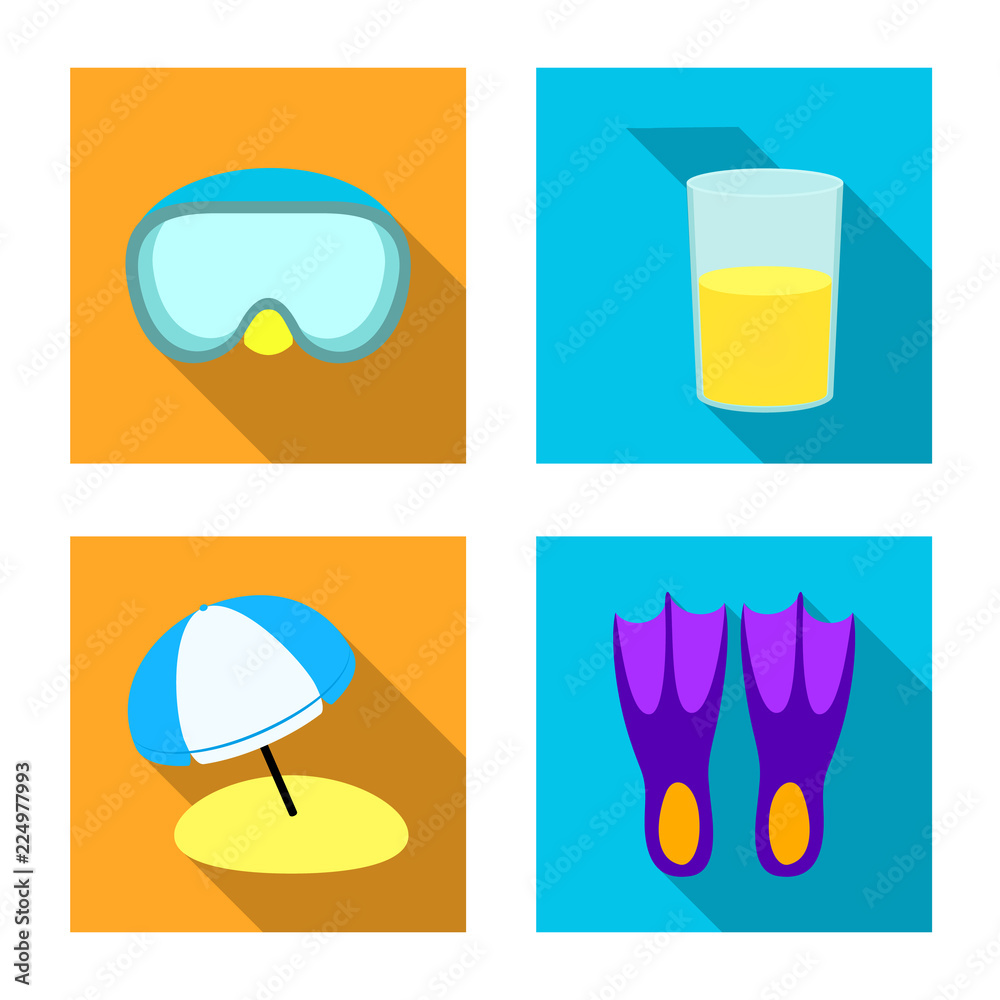 Isolated object of equipment and swimming icon. Collection of equipment and activity stock vector illustration.