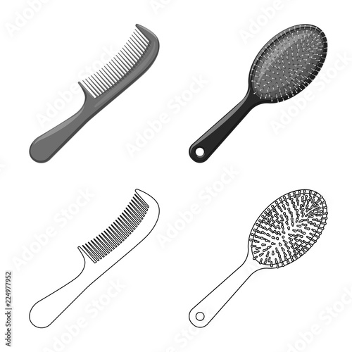 Vector illustration of brush and hair logo. Collection of brush and hairbrush stock symbol for web.