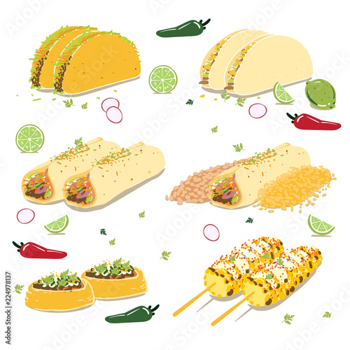 Vector Isolated Mexican food Illustrations photo