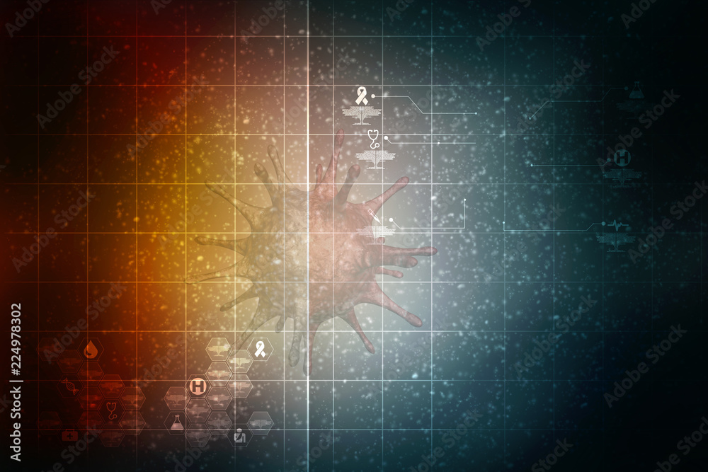 Fototapeta premium 3d rendering Virus bacteria cells background