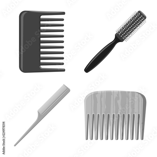 Vector illustration of brush and hair icon. Collection of brush and hairbrush vector icon for stock.