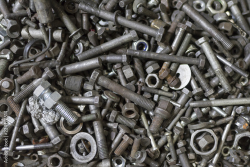 Old bolts and nuts in the garage