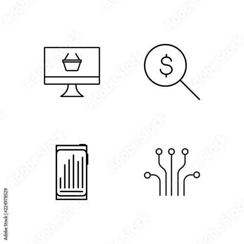 business simple outlined icons set