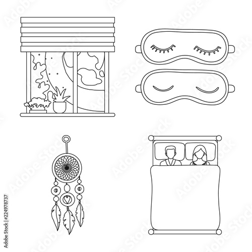 Isolated object of dreams and night icon. Collection of dreams and bedroom stock vector illustration.