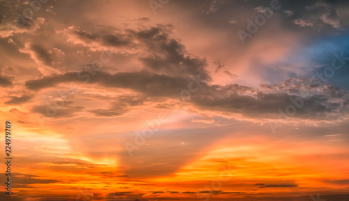 Panorama view, Soft and blurred, The beauty of the sky at sunset. © touch_of_eyes
