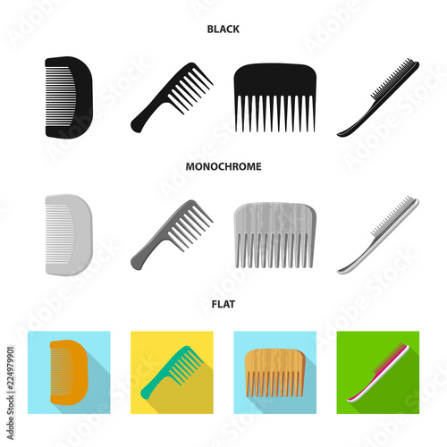 Vector illustration of brush and hair symbol. Set of brush and hairbrush vector icon for stock.