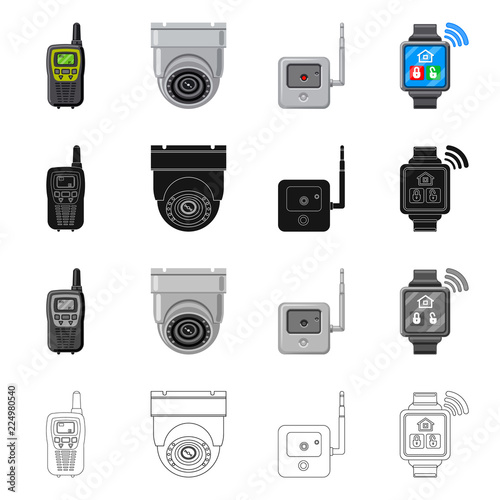 Vector illustration of office and house icon. Set of office and system vector icon for stock.