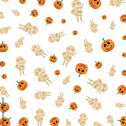 boy dressed up as a halloween mummy pattern