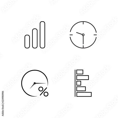 business simple outlined icons set