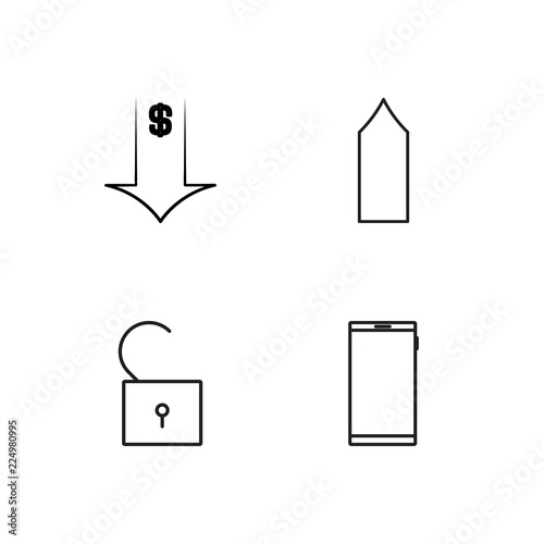 business simple outlined icons set