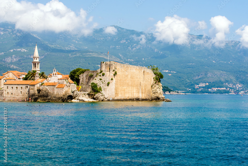 view of the old town of Budva, in Montenegro 