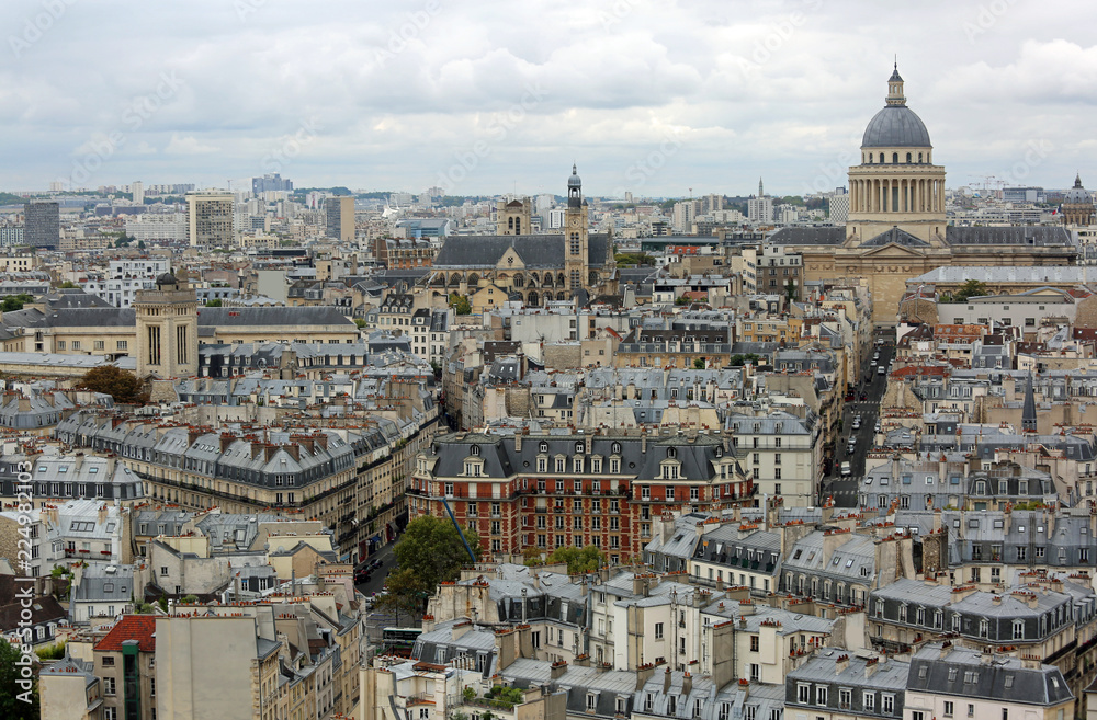 Paris from Notre Dame and the big dome of Pantheon