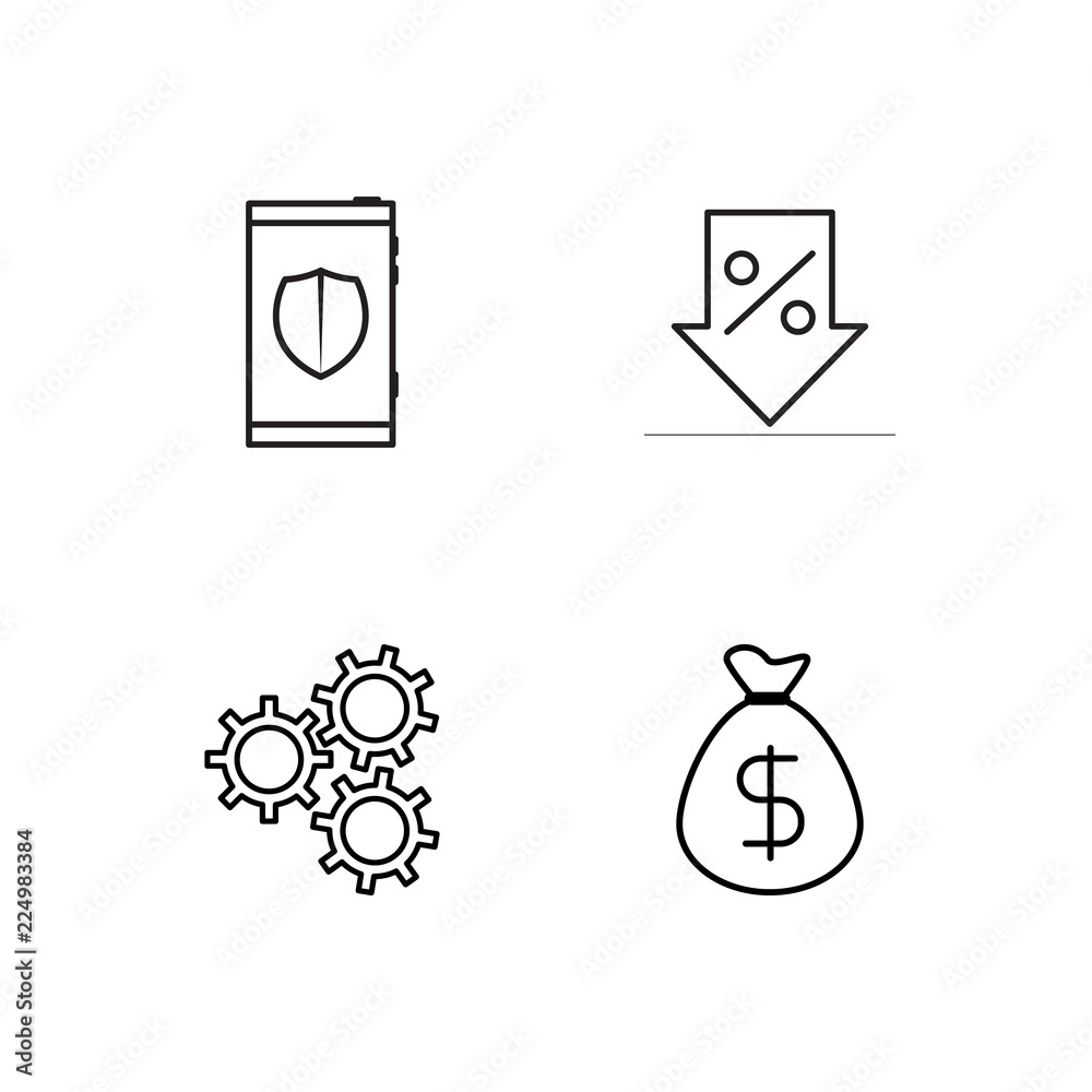 business simple outlined icons set business simple outlined icons set