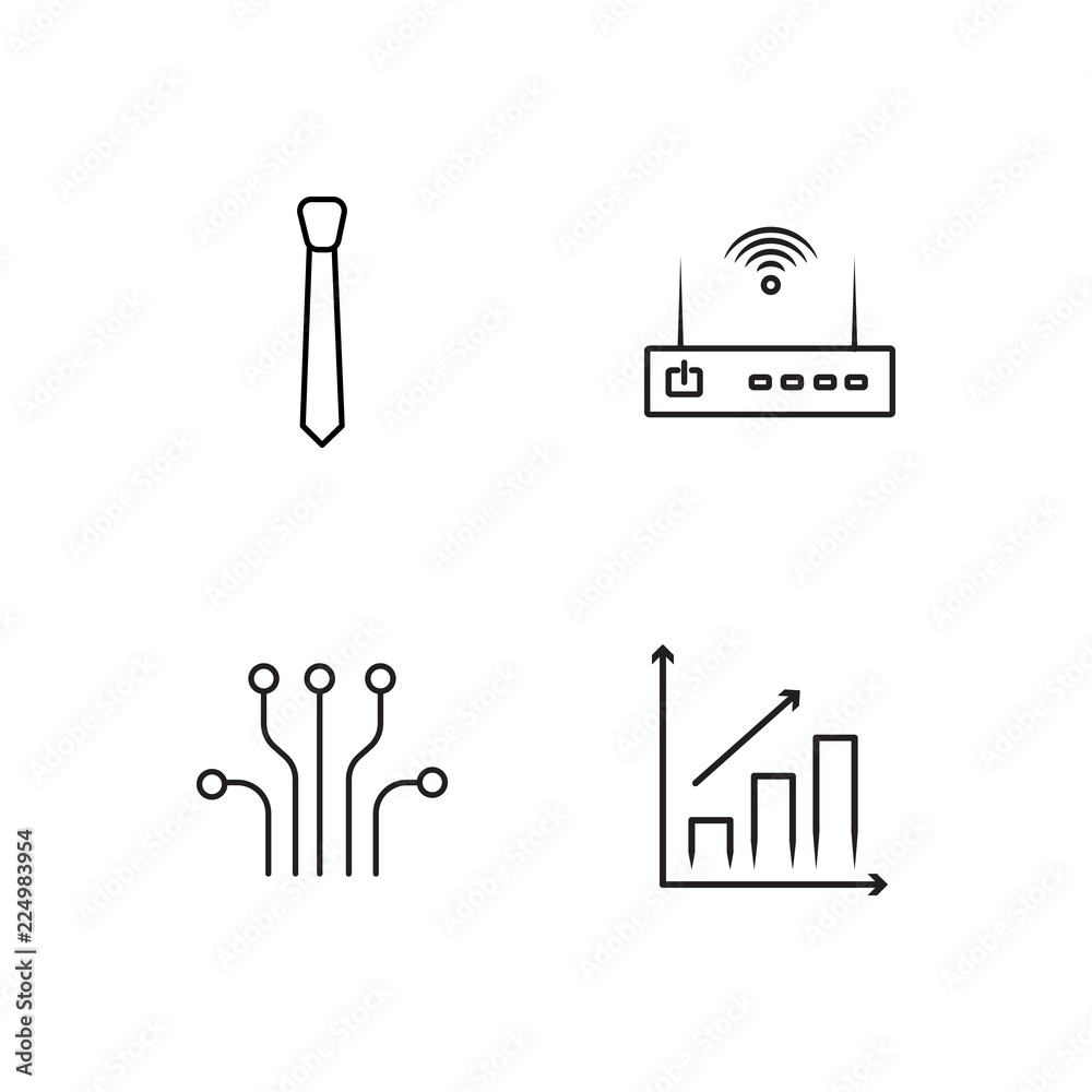 business simple outlined icons set