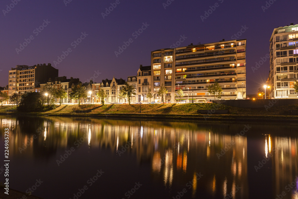 Panorama of Liege along Meuse River