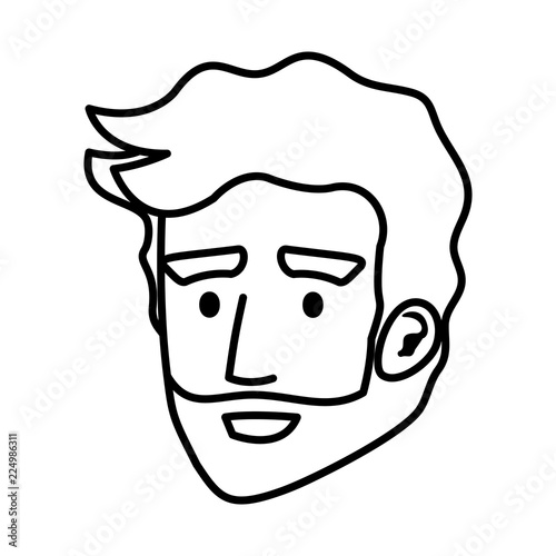 young man head with beard avatar character