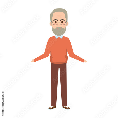 old man with beard and glasses avatar character