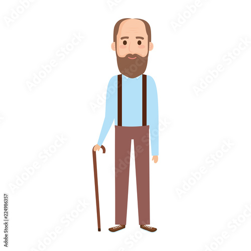 old man bald with beard avatar character