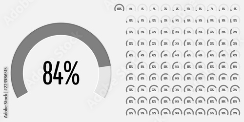 Set of circular sector percentage diagrams from 0 to 100 ready-to-use for web design, user interface (UI) or infographic - indicator with gray