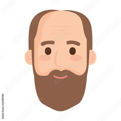 head old man bald with beard avatar character