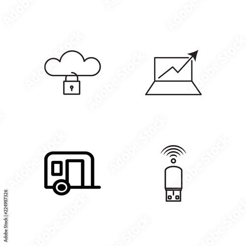 business simple outlined icons set