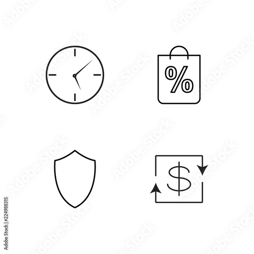 business simple outlined icons set