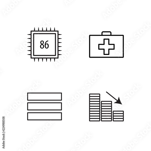 business simple outlined icons set