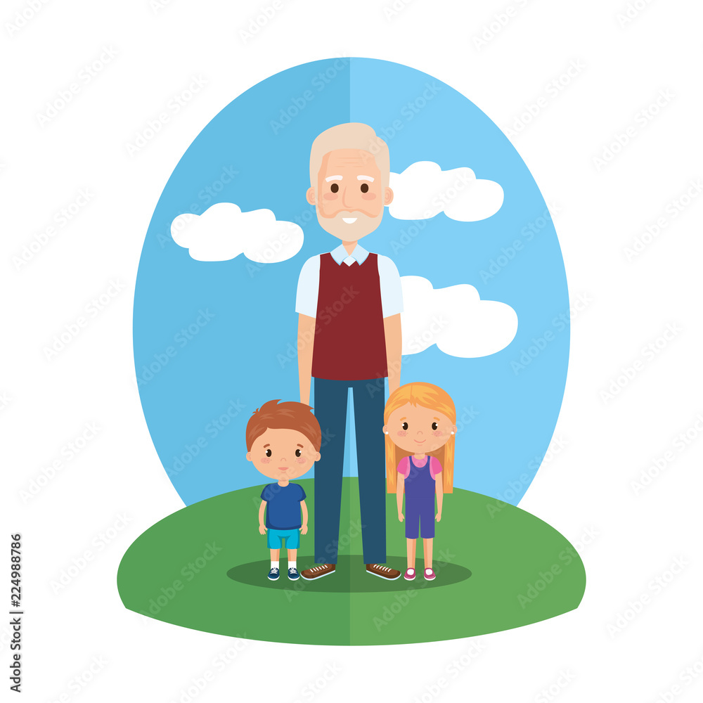 grandfather with grandson and granddaughter grandfather with grandson and granddaughter