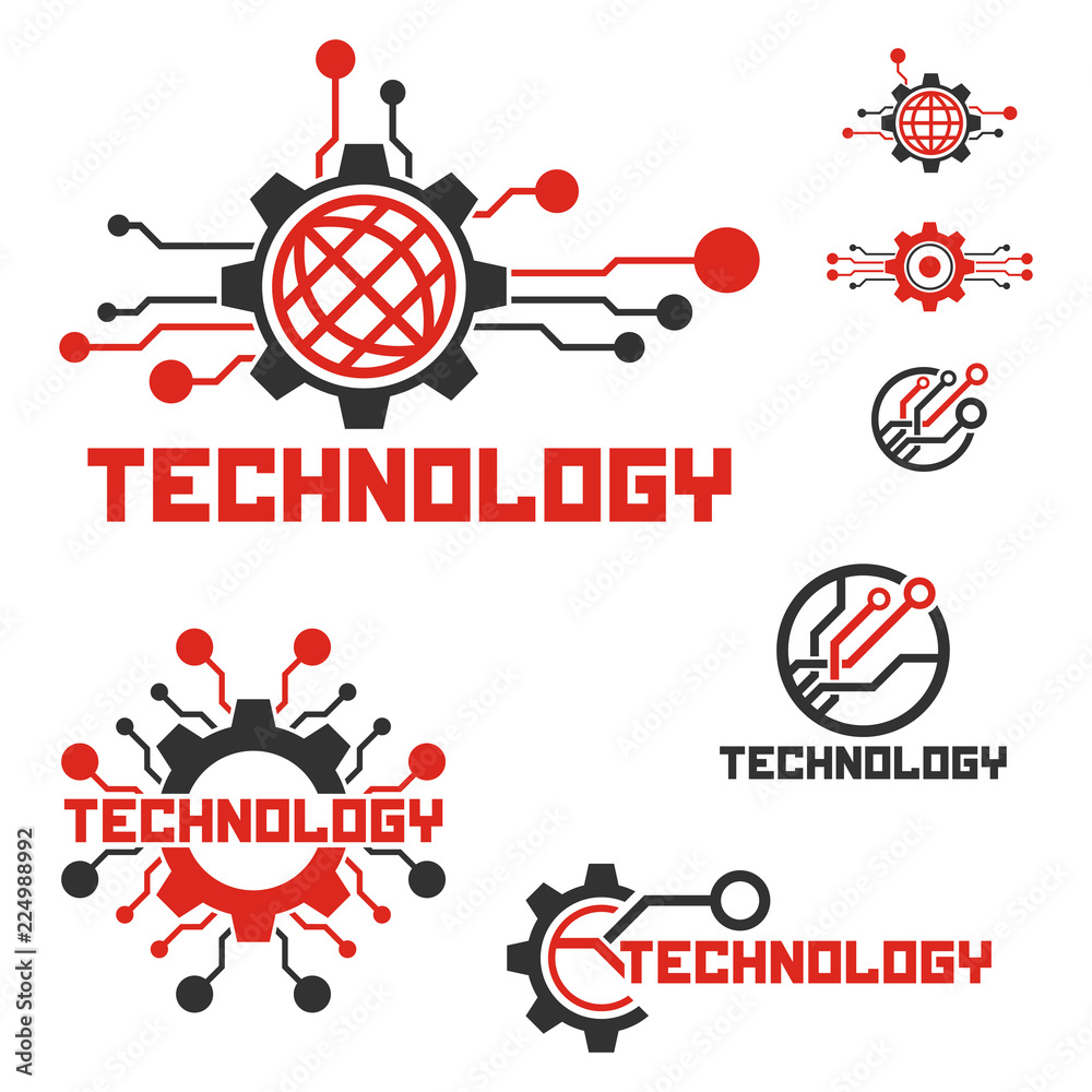 Abstract tech logo template. Electronics emblem.